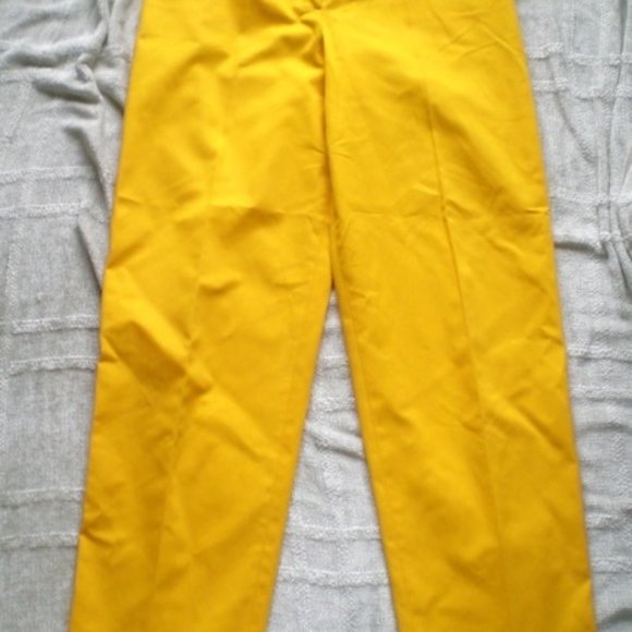 Courreges vintage yellow cotton pants suit France 36 pants Jacket 42 bust - Picture 12 of 15